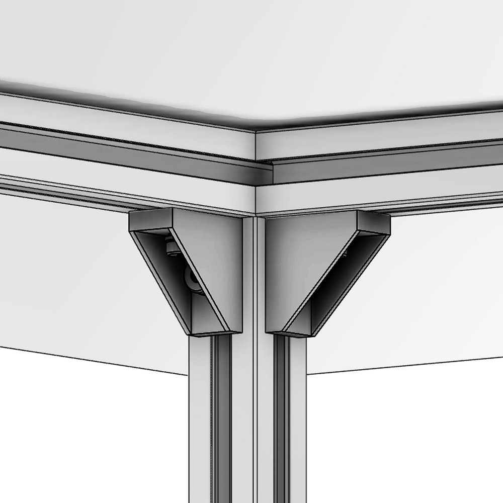 40-160-3SS MODULAR SOLUTIONS GUSSET BRACKET<BR>18.5MM X 45MM WITH STAINLESS STEEL HARDWARE REINFORCEMENT ANGLE
